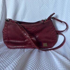 Liz Claiborne Burgundy Textured Shoulder Bag